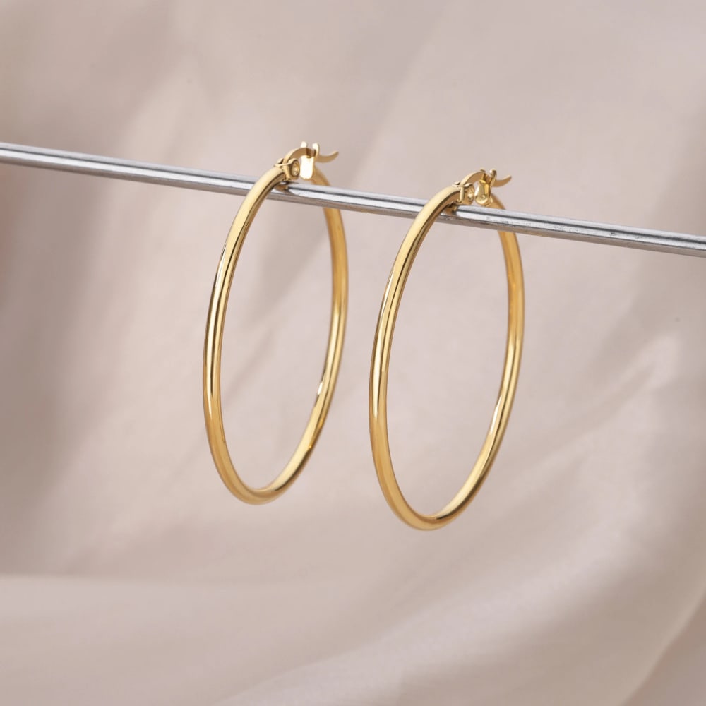 Women Gold Plated Stainless Steel  Hoop Earrings 